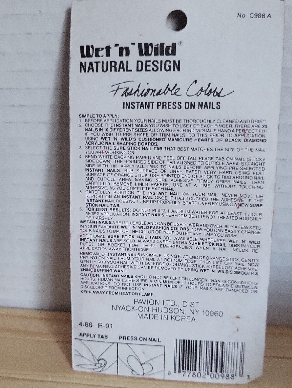 Wet N Wild Pink Press-On Nail Set - 80's Natural Design - Picture 6 of 8